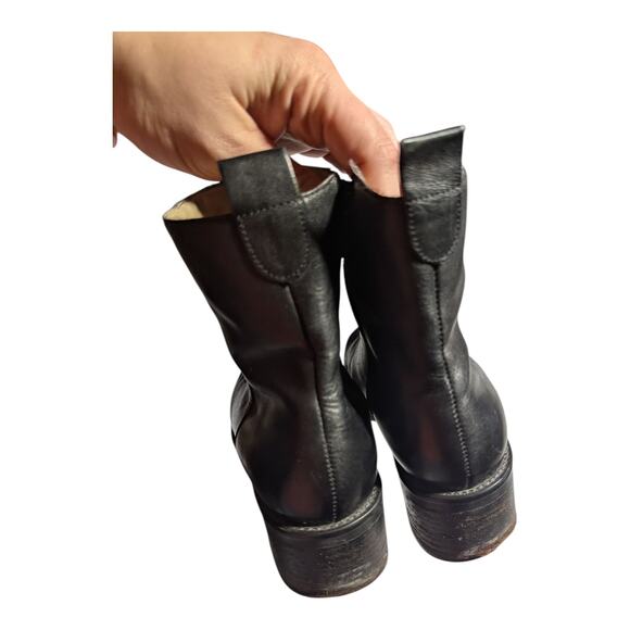 Vtg Y2K Nine West Black Leather Chunky Block Heel Inner Zip Ankle Boots Sz 6 - Picture 3 of 9